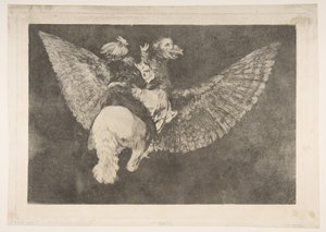 Placa 5 de los Disparates: Locura Voladora, ca. 1816-23 impresión privada ca.1854 de Francisco de Goya