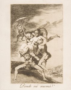 Placa 65 de Los Caprichos: ¿Dónde va mamá?, 1799 de Francisco de Goya