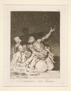 Si amanece, nos vamos (Cuando amanezca nos iremos), pl. 71 de la serie Los caprichos de Francisco de Goya