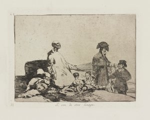 Si son de otro linaje. (Quizás sean de otra raza.), pl. 61 de la serie Los Desastres de la Guerra de Francisco de Goya