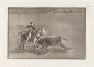 Valor varonil de la c?lebre Pajuelera en la de Zaragoza (Manly Courage of the Celebrated Pajuelera in [the Ring] at Saragossa), Plate 22 from La tauromaquia de Francisco de Goya