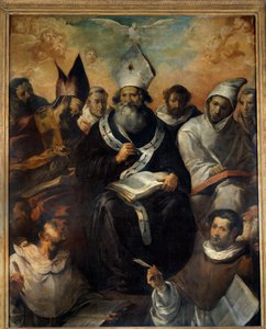 San Basilio dictando su doctrina. San Basilio de Cesarea o Basilio el Grande (330-379), monje, obispo de Cesarea de Capadocia, doctor de la Iglesia. Pintura de Francisco Herrera (1585-1657) (escuela española) 1639