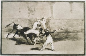 Un Moro atrapado por el toro... de La Tauromaquia de Francisco de Goya