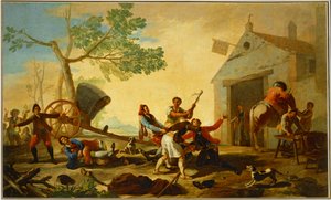 Una pelea fuera de la nueva taberna ... (pintura sobre lienzo) de Francisco Jose de Goya y Lucientes