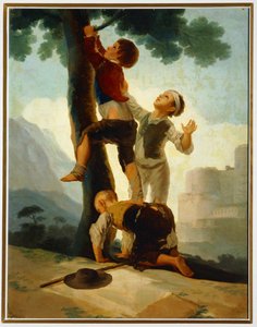 Niños trepando a un árbol ... (pintura sobre lienzo) de Francisco Jose de Goya y Lucientes