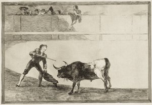 GOYA Y LUCIENTES, Francisco de (1746-1828). Pedro Romero matando al toro parado. 1816. (25,1 x 35,9 cm). ROMERO, Pedro (1754-1839). Torero español. Lámina 30 de "El arte de torear". Aguafuerte. ESPAÑA. MADRID (COMUNIDAD AUTÓNOMA). Madrid. Nacional