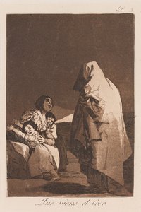 Aquí Viene el Coco, finales del siglo XVIII-principios del siglo XIX (impresión) de Francisco de Goya