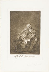 Cómo la despluman, placa 21 de Los Caprichos de Francisco Jose de Goya y Lucientes