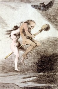 "Linda maestria" brujas en una escoba, c. 1802 (grabado) de Francisco Jose de Goya y Lucientes