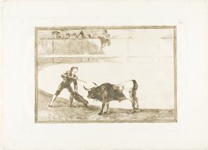 Pedro Romero matando al toro detenido, lámina 30 de El Arte del Toreo de Francisco Jose de Goya y Lucientes