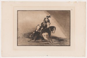 Placa 10 de La Tauromaquia: Carlos V Lanza un Toro en el Anillo de Valladolid, 1816, impreso en 1876 de Francisco Jose de Goya y Lucientes
