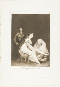 Ella reza por ella, lámina 31 de Los Caprichos de Francisco Jose de Goya y Lucientes
