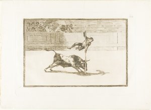 La agilidad y audacia de Juanito Apinani en el ruedo de Madrid, lámina 20 de El arte de la tauromaquia de Francisco Jose de Goya y Lucientes
