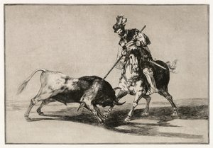 El Cid Campeador atacando a un toro con su lanza de Francisco de Goya