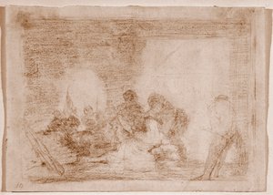 Los desastres de la guerra: Un hombre testigo de la violación de su esposa (dibujo) de Francisco de Goya
