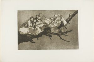 Ir entre las ramas, es decir, hablar por el sombrero, lámina tres de Los Proverbios de Francisco Jose de Goya y Lucientes