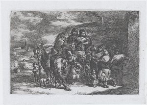 Placa 13: un grupo de personas al aire libre, posiblemente músicos, de la serie de cust..., 1850 de Francisco Lameyer Berenguer