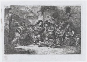 Placa 17: músicos callejeros y figuras danzantes, de la serie de costumbres y pasatiempos de...