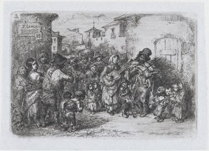 Placa 3: un grupo de músicos callejeros, de la serie de costumbres y pasatiempos de los españoles..., 1850