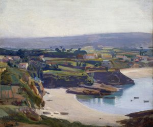 La playa de Espiñeiro - 1931 - 50x60 cm de Francisco Llorens Diaz