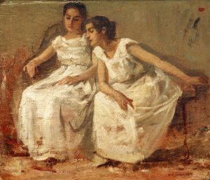 Dos chicas sentadas de Francisco Miralles y Gallup