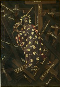 Cristo de la Cruz. Pintura de Francisco Moyen (1720-1761), óleo sobre lienzo, principios del siglo XVIII. Arte francés, arte barroco. Museo del Convento de Santa Teresa, Potosí, Bolivia. de Francisco Moyen