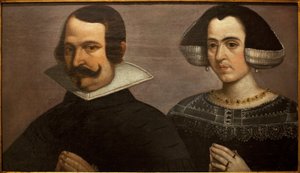 Retrato de una pareja joven rezando de Francisco Pacheco