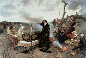 Juana la Loca (1479-1555) acompañando el ataúd de Felipe el Hermoso (1478-1506) a la Cartuja de Miraflores en Granada, 1877 de Francisco Pradilla y Ortiz