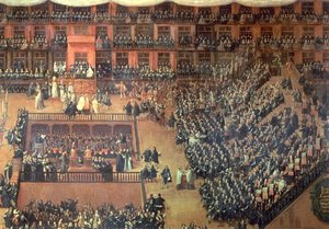 Auto de Fe en la Plaza Mayor, Madrid, 30 de junio de 1680 (detalle) de Francisco Rizi