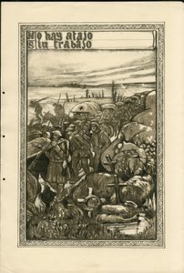 Ilustración de Francisco Sancha Lengo - Hoja volante, circa 1915 - No hay atajo sin trabajo - Guerra de 14-18, Trincheras, Idioma español, Prensa extranjera - Prisioneros