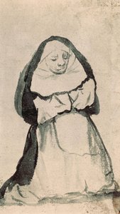 Una monja arrodillada en oración, principios del siglo XIX