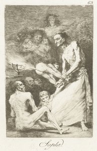 blaas Sopla (título sobre objeto) Los Caprichos (título de la serie) de Francisco de Goya