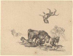 Toro atacado por perros de Francisco de Goya