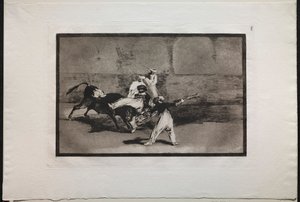 Corridas de Toros: Un Moro Atrapado por un Toro en el Ruedo, 1876 de Francisco de Goya