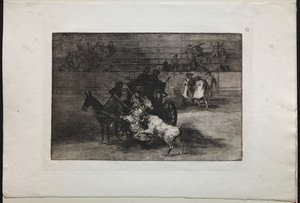 Corridas de toros: Lucha en un carruaje tirado por dos mulas de Francisco de Goya