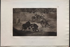 Corridas de toros: Pepe Illo haciendo el pase del "Recorte" de Francisco de Goya