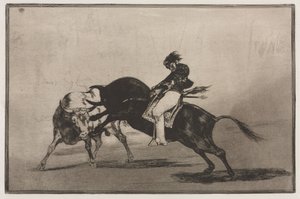 Corridas de Toros: El Mismo Ceballos Montado en Otro Toro Rompe Lanzas Cortas en el Ruedo de Francisco de Goya
