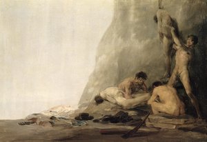 Caníbales preparando a sus víctimas, o Los cuerpos de Jean de Brebeuf y Gabriel Lallemant siendo desollados por los iroqueses en 1649, c.1800-08