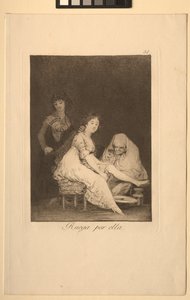 Caprichos: Ella reza por ella de Francisco de Goya