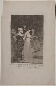 Caprichos: Dicen, sí y dan la mano al primero que llega de Francisco de Goya