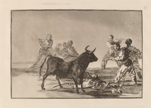 Desjarrete de la canalla con lanzas, medias-lunas, banderillas y otras armas de Francisco de Goya