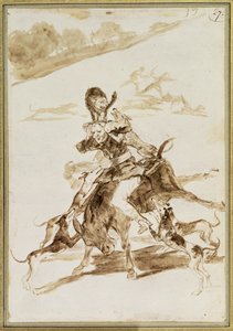 Perros atacando a un hombre en una mula de Francisco de Goya