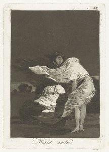 una mala noche Mala noche (título sobre objeto) Los Caprichos (título de la serie) de Francisco de Goya