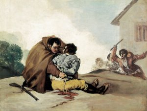 Fray Pedro ata a El Maragato con una cuerda de Francisco de Goya