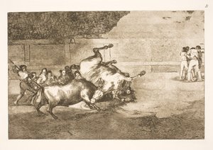 Caballo derribado por un toro de Francisco de Goya