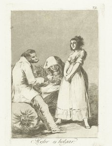 es mejor ser perezoso Mejor es holgar (título sobre objeto) Los Caprichos (título de la serie) de Francisco de Goya