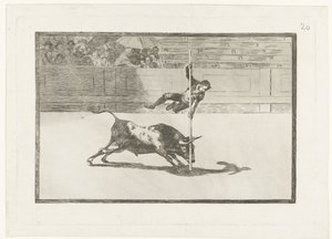 Juanito Apiñani in de arena van Madrid Ligereza y atrevimiento de Juanito Apiñani en la de Madrid La Tauromaquia (series title) Stierenvechten (series title) de Francisco de Goya