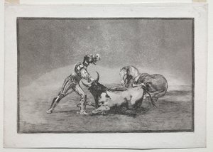 La Tauramaquia:  A Spanish Knight Kills the Bull after Having Lost His Horse de Francisco de Goya
