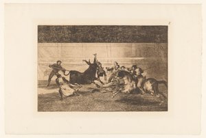 Hombre empalado en un cuerno de toro Mort de Pepe Illo Corridas de toros (título de la serie) La Taureaumachie (título de la serie) La Tauromaquia (título de la serie) de Francisco de Goya