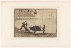 Pedro Romera Martínez doodt een stier Pedro Romero matando á toro parado Stierengevechten (series title) La Taureaumachie (series title) La Tauromaquia (series title) de Francisco de Goya